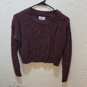Arizona Jean Company Women's Maroon Cable Knit Sweater